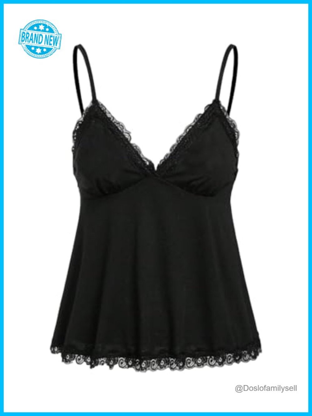 Women's Lace Trim V Neck Sleeveless Cami Tank Top Y2K Babydoll